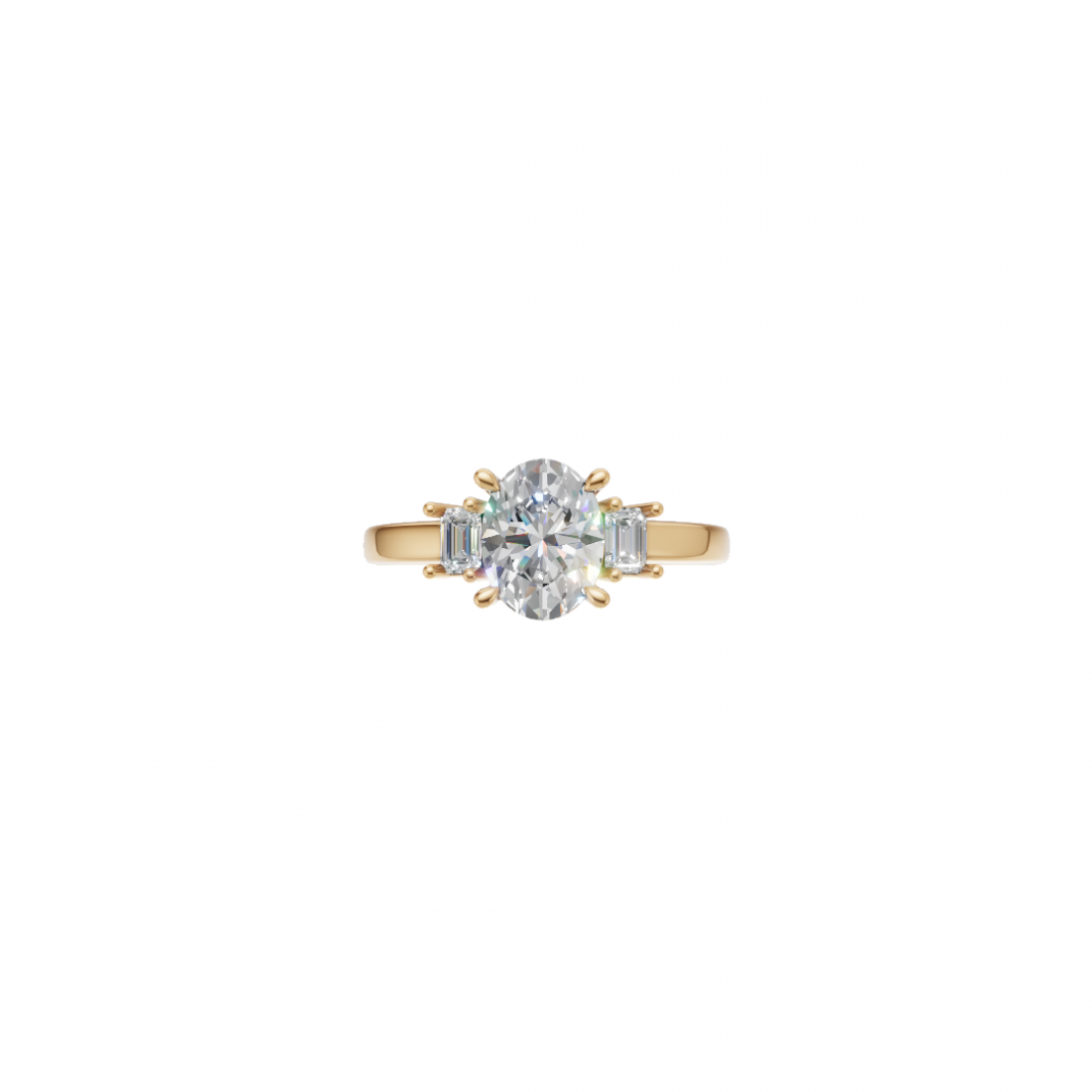 Trilogy - Oval and Emerald Cut Diamond Ring