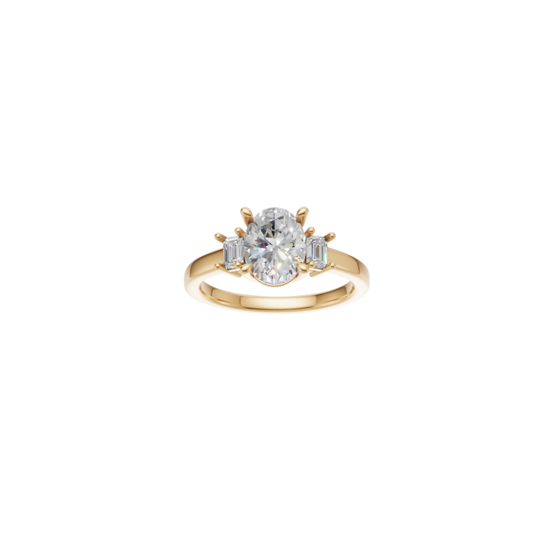 Trilogy - Oval and Emerald Cut Diamond Ring