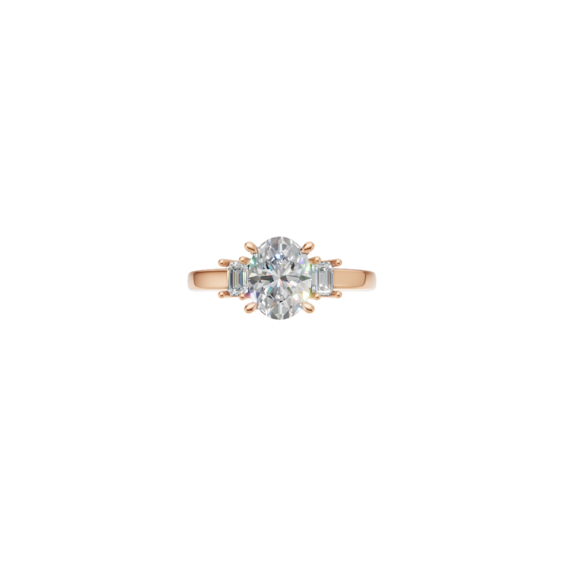 Trilogy - Oval and Emerald Cut Diamond Ring