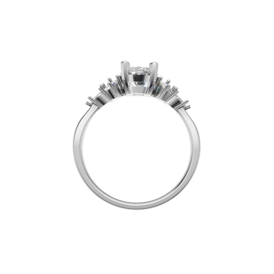 Oval Cut Diamond Ring with Marquise side stones