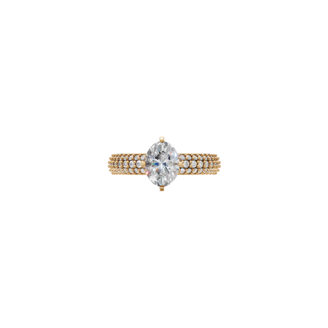 Luxury of Diamond Triple Row Oval Cut Diamond Ring