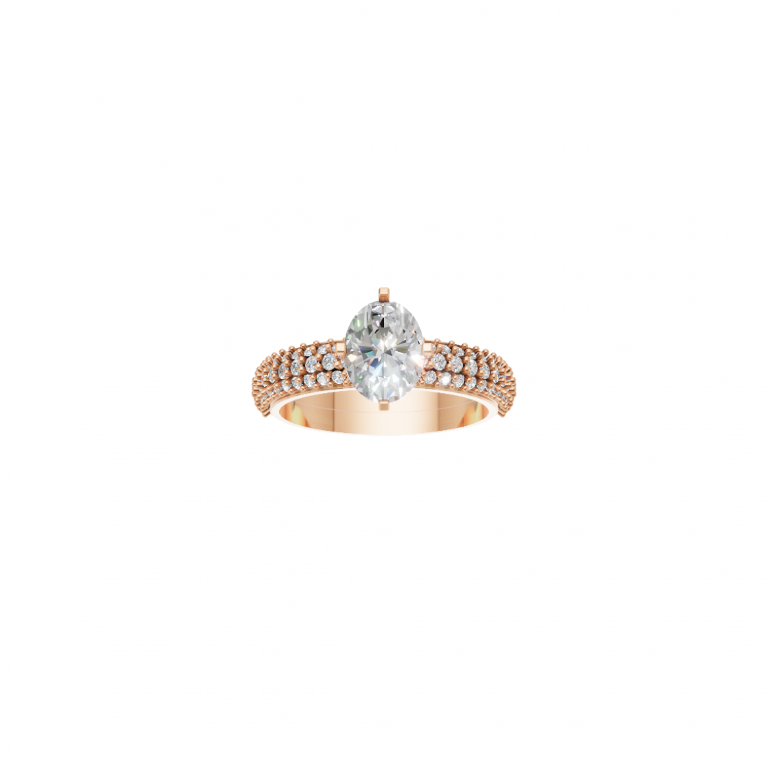 Luxury of Diamond Triple Row Oval Cut Diamond Ring