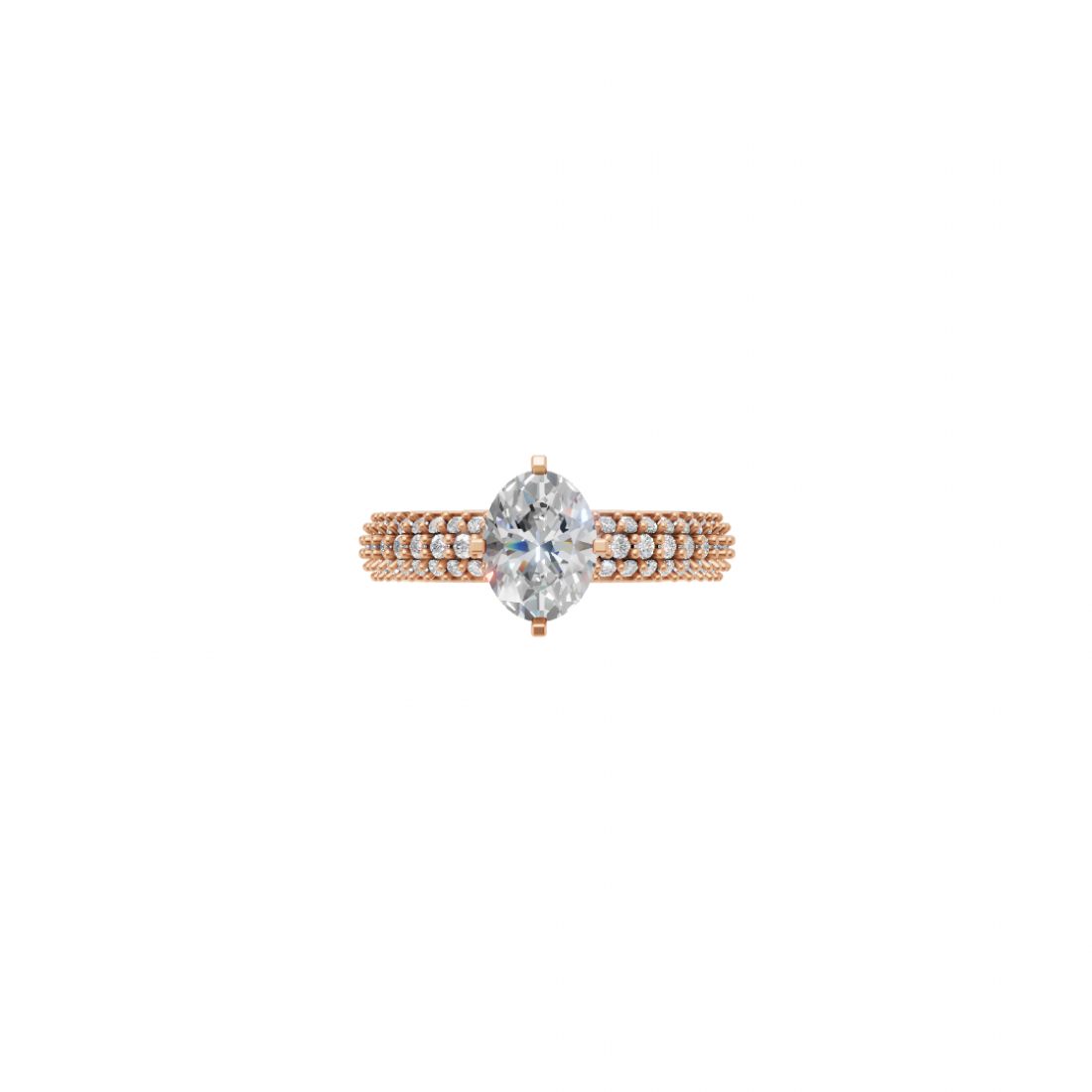 Luxury of Diamond Triple Row Oval Cut Diamond Ring