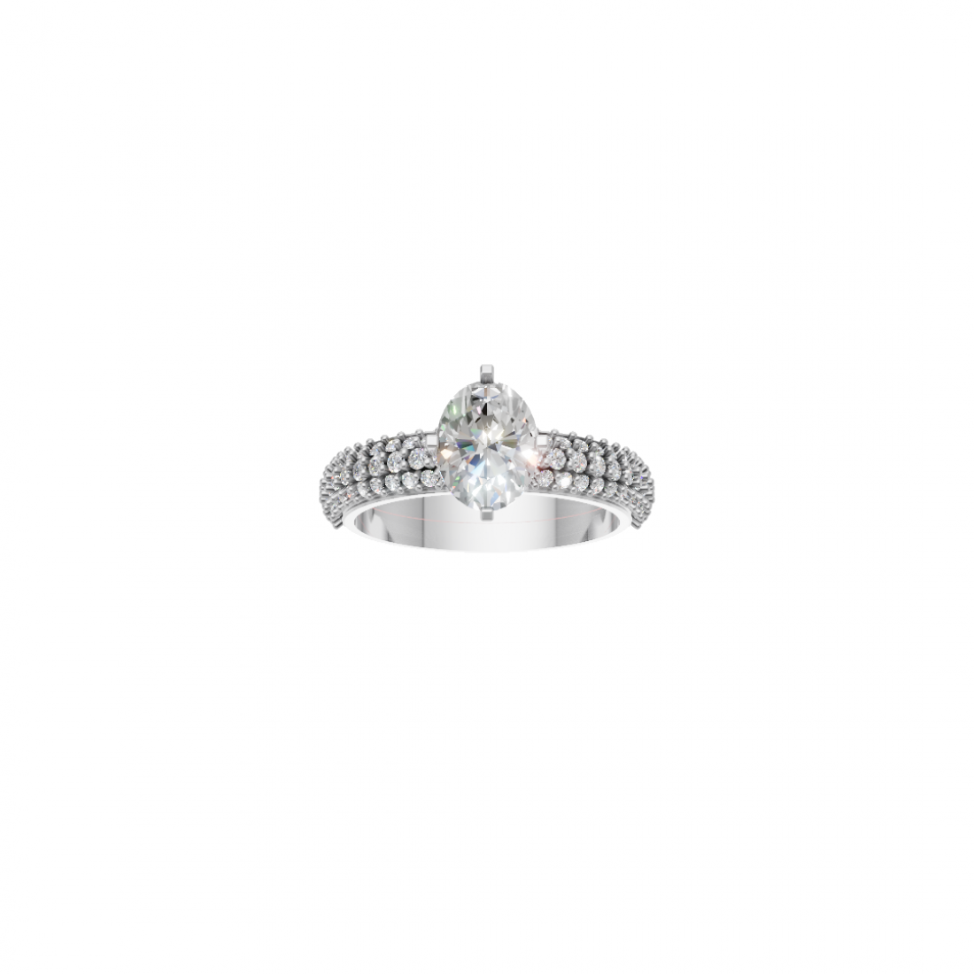 Luxury of Diamond Triple Row Oval Cut Diamond Ring