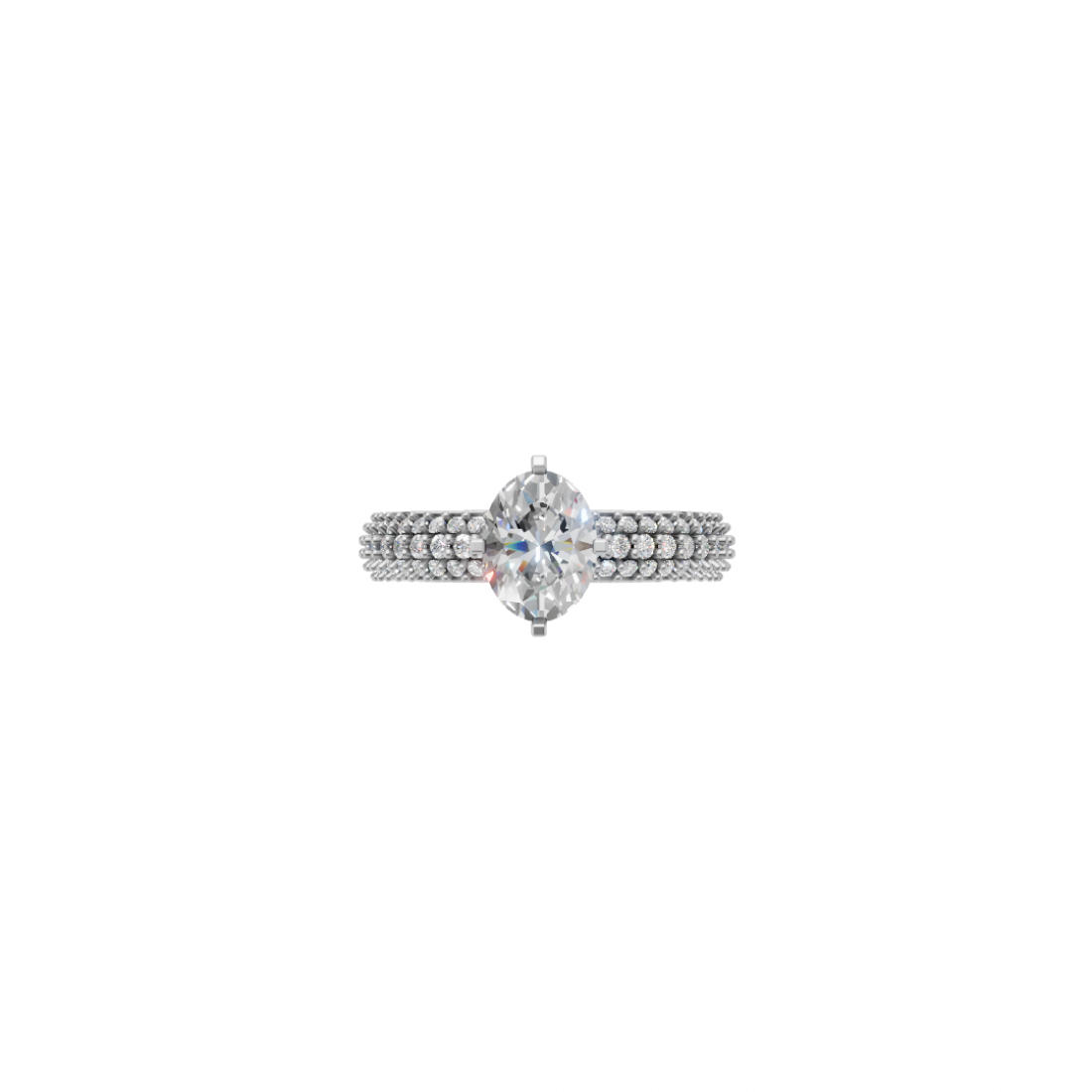 Luxury of Diamond Triple Row Oval Cut Diamond Ring