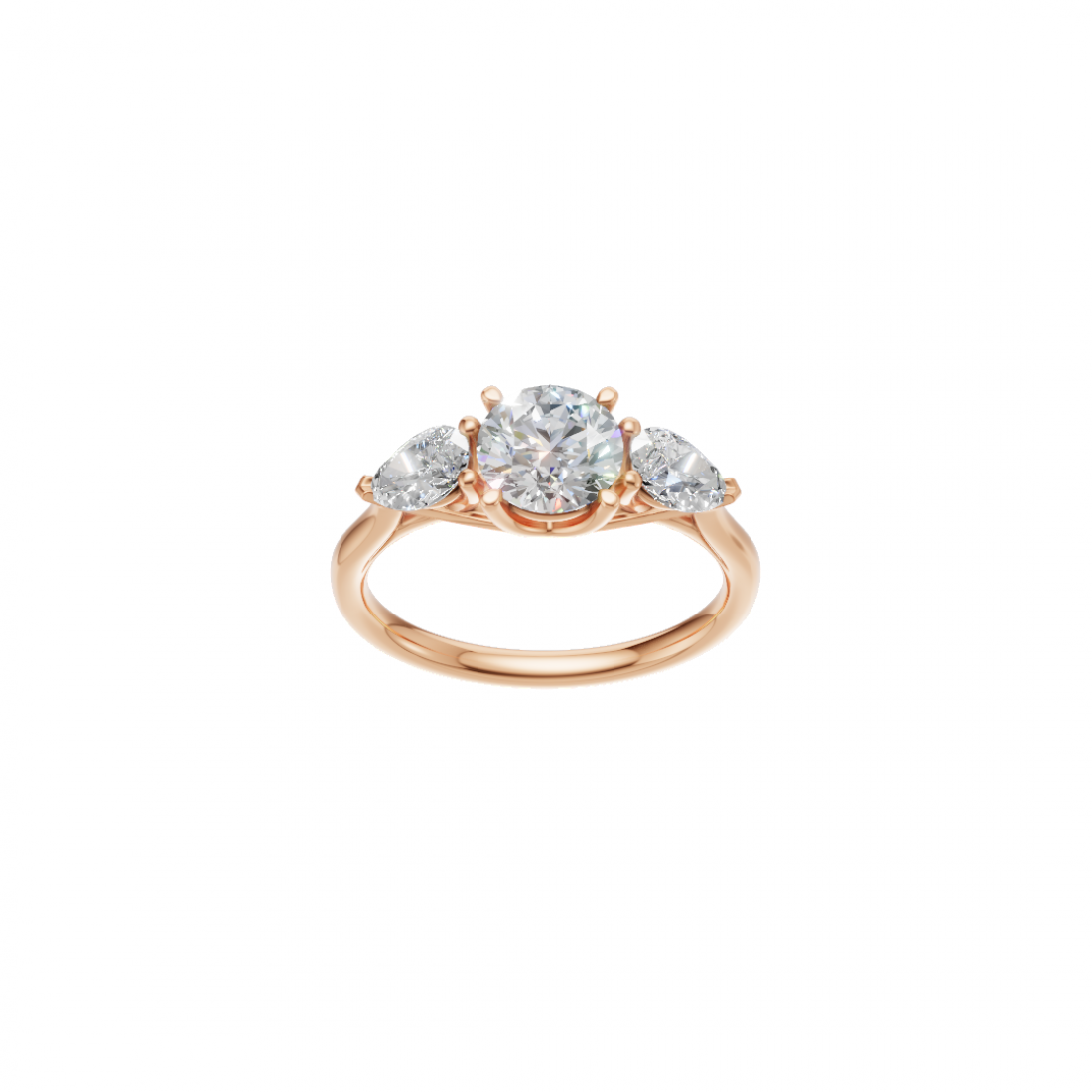 Trilogy of Love – Three-Stone Diamond Ring with Cathedral Setting 