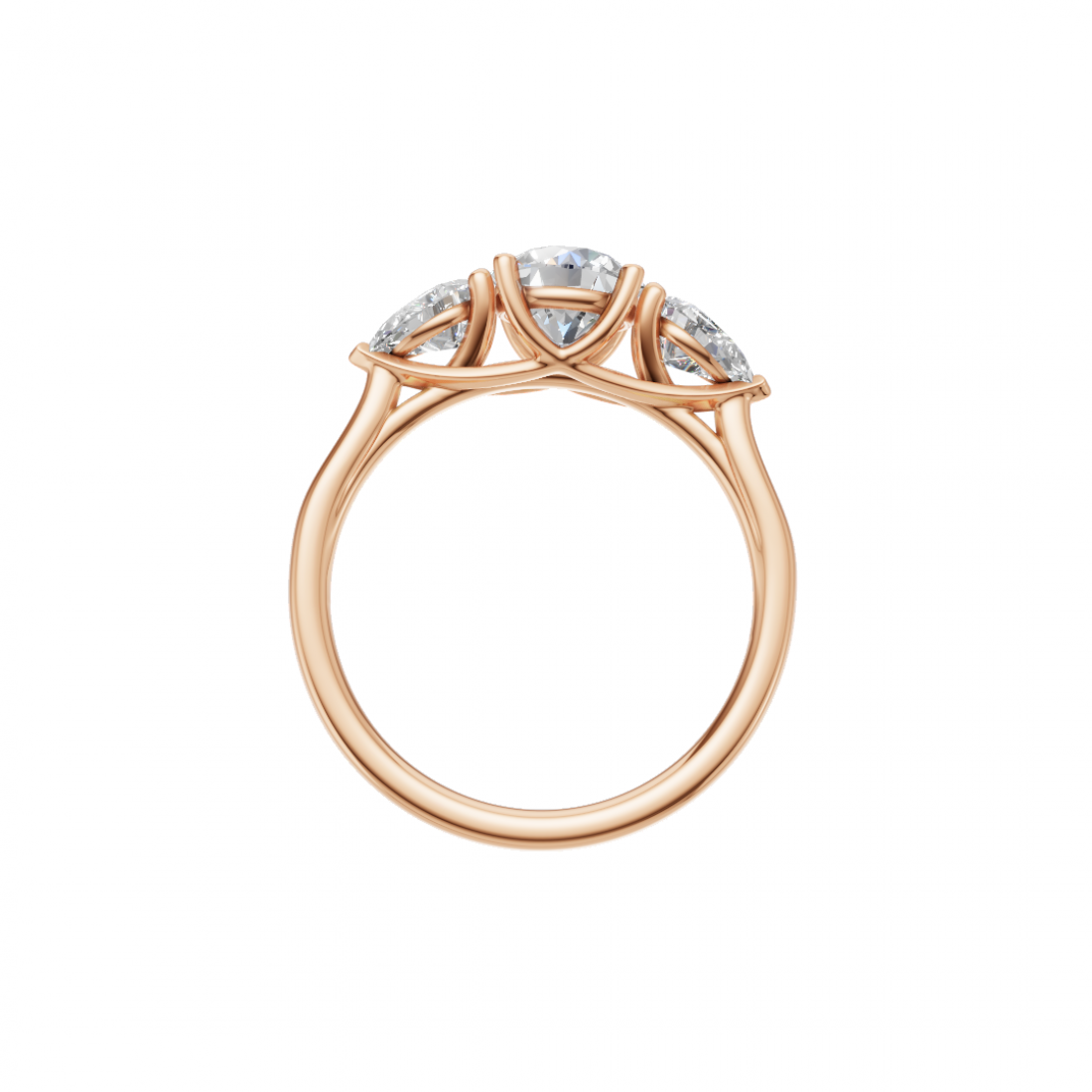 Trilogy of Love – Three-Stone Diamond Ring with Cathedral Setting 