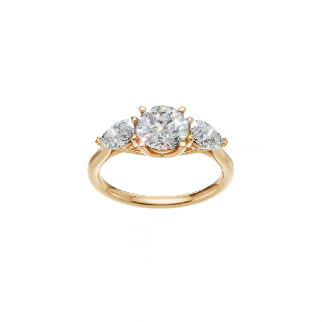 Trilogy of Love – Three-Stone Diamond Ring with Cathedral Setting 