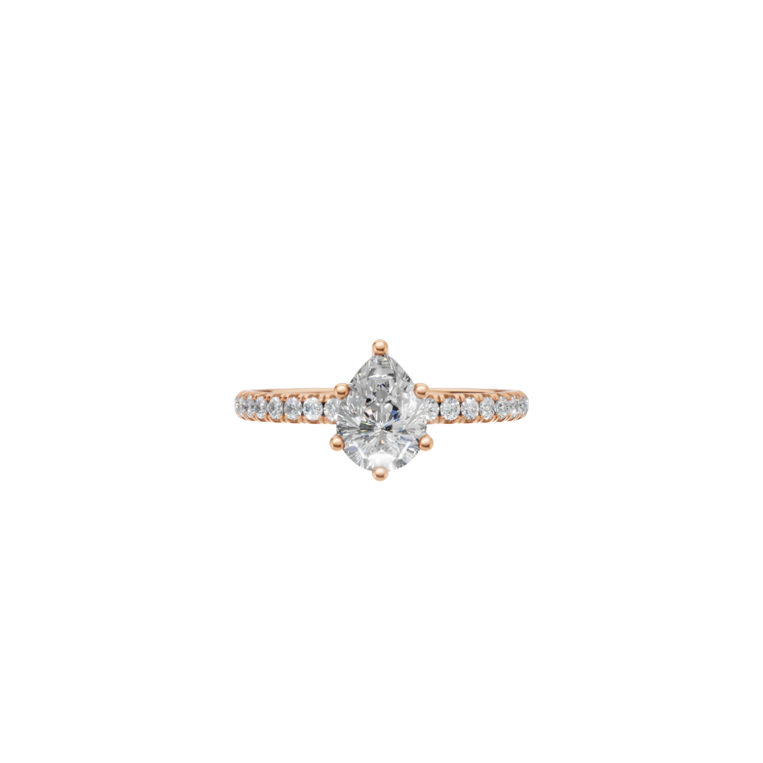 Pear Cut Solitaire Diamond Ring with Side Stones 