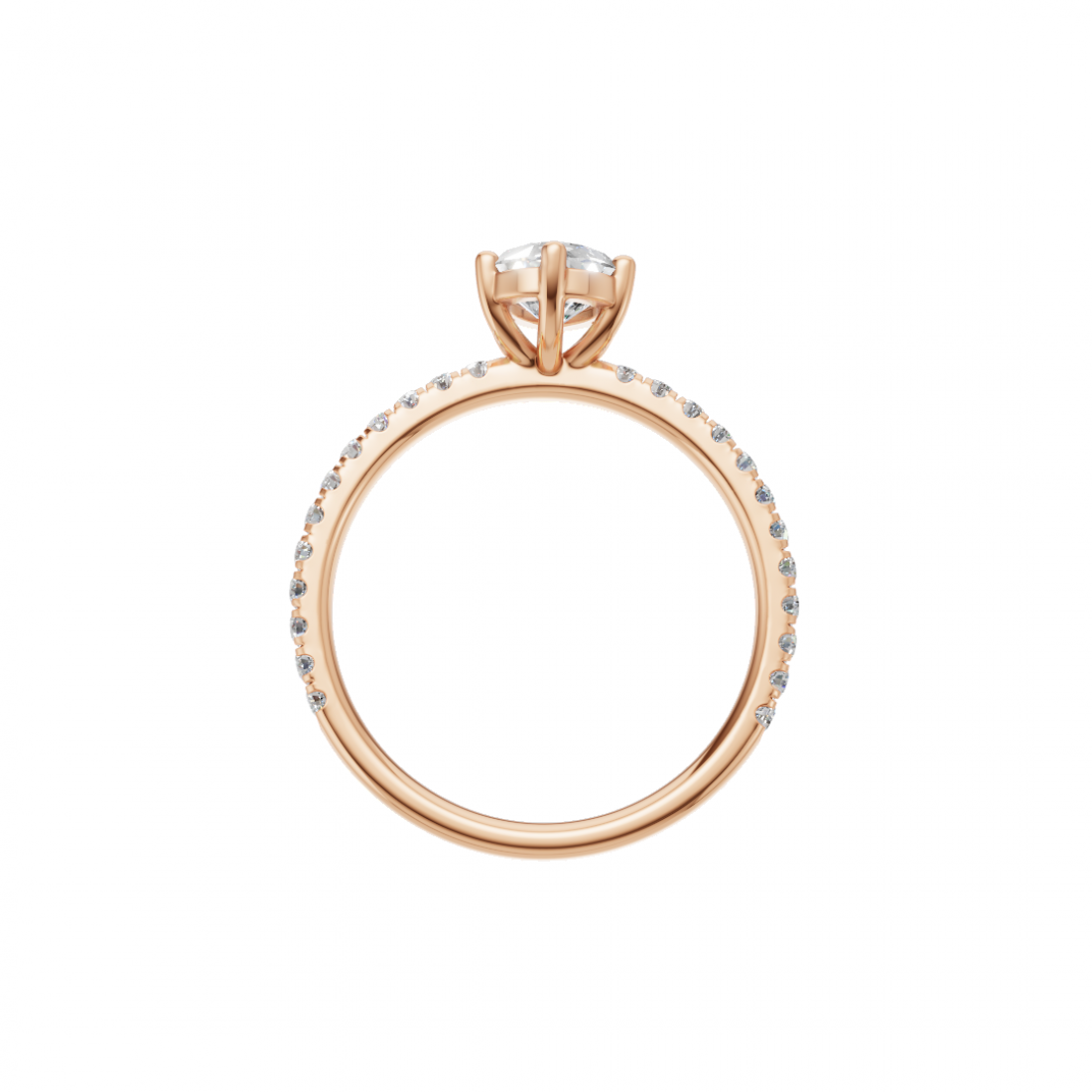 Pear Cut Solitaire Diamond Ring with Side Stones 