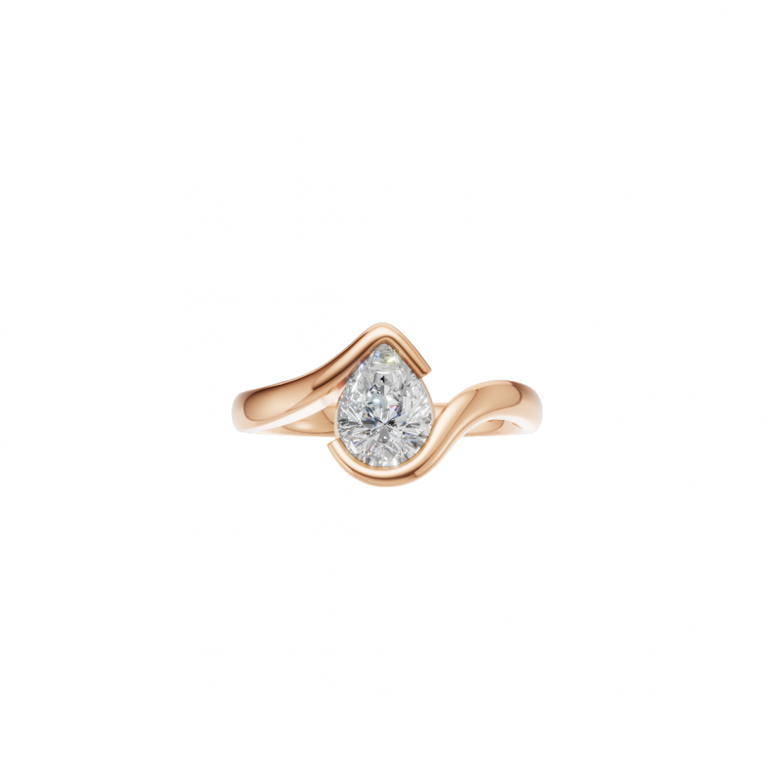 Pear Solitaire Diamond Ring in Tension Setting