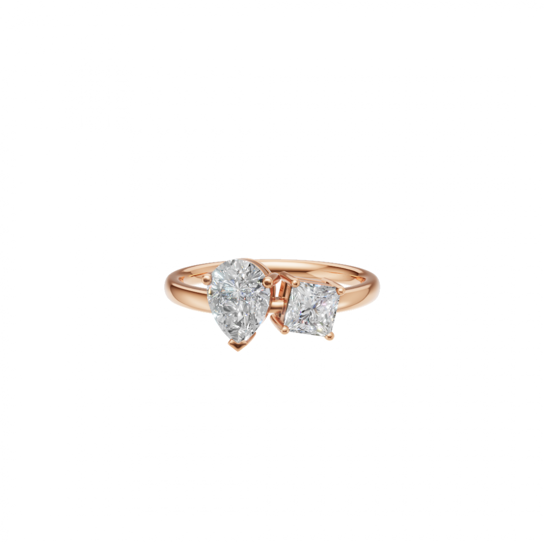 Toi et Moi Pear and Princess Diamond Ring