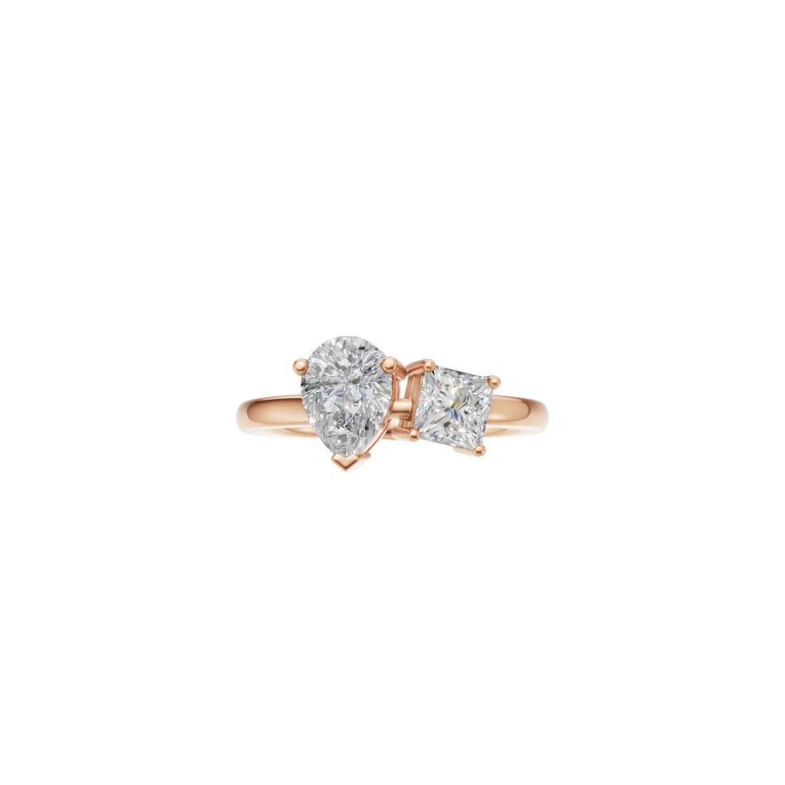 Toi et Moi Pear and Princess Diamond Ring