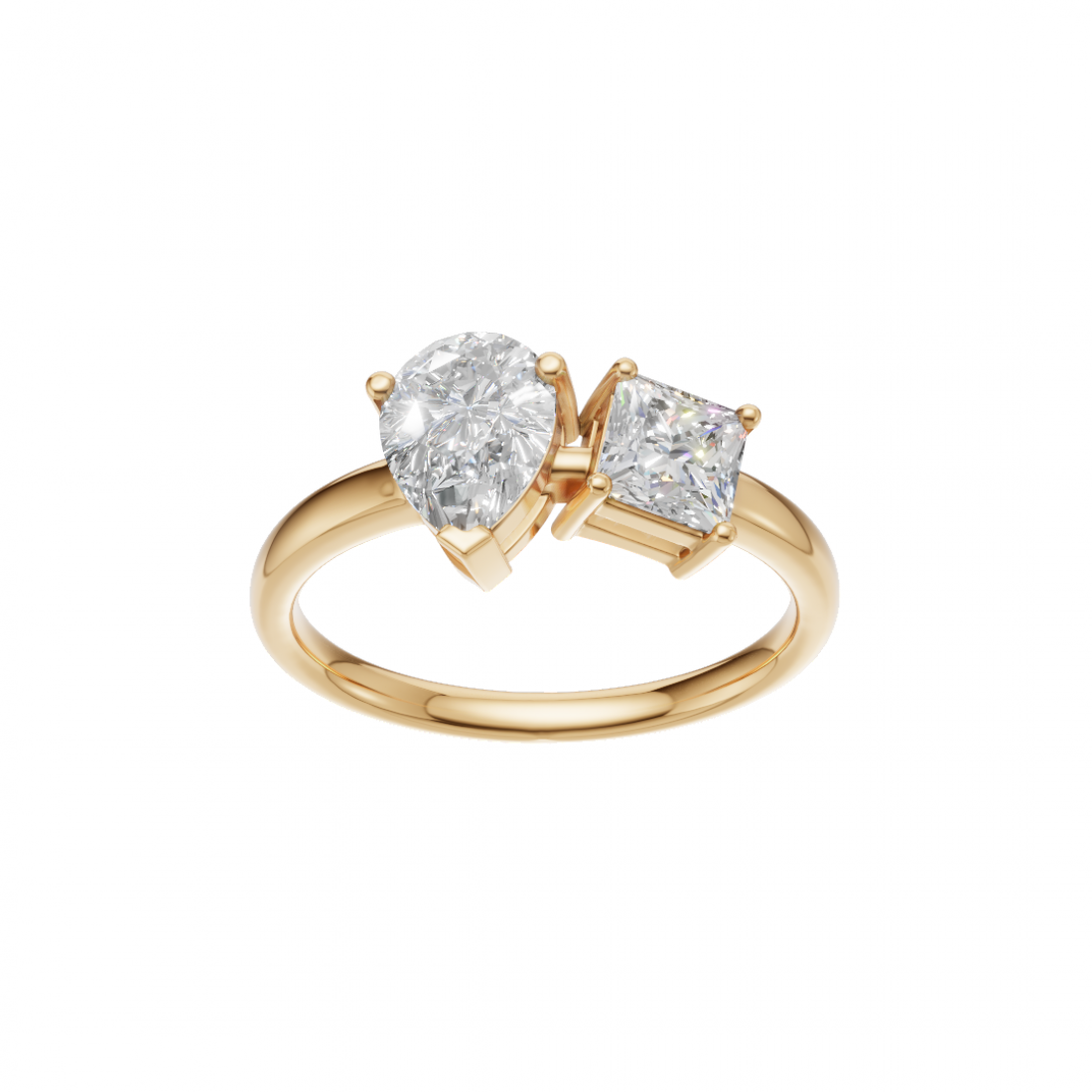 Toi et Moi Pear and Princess Diamond Ring