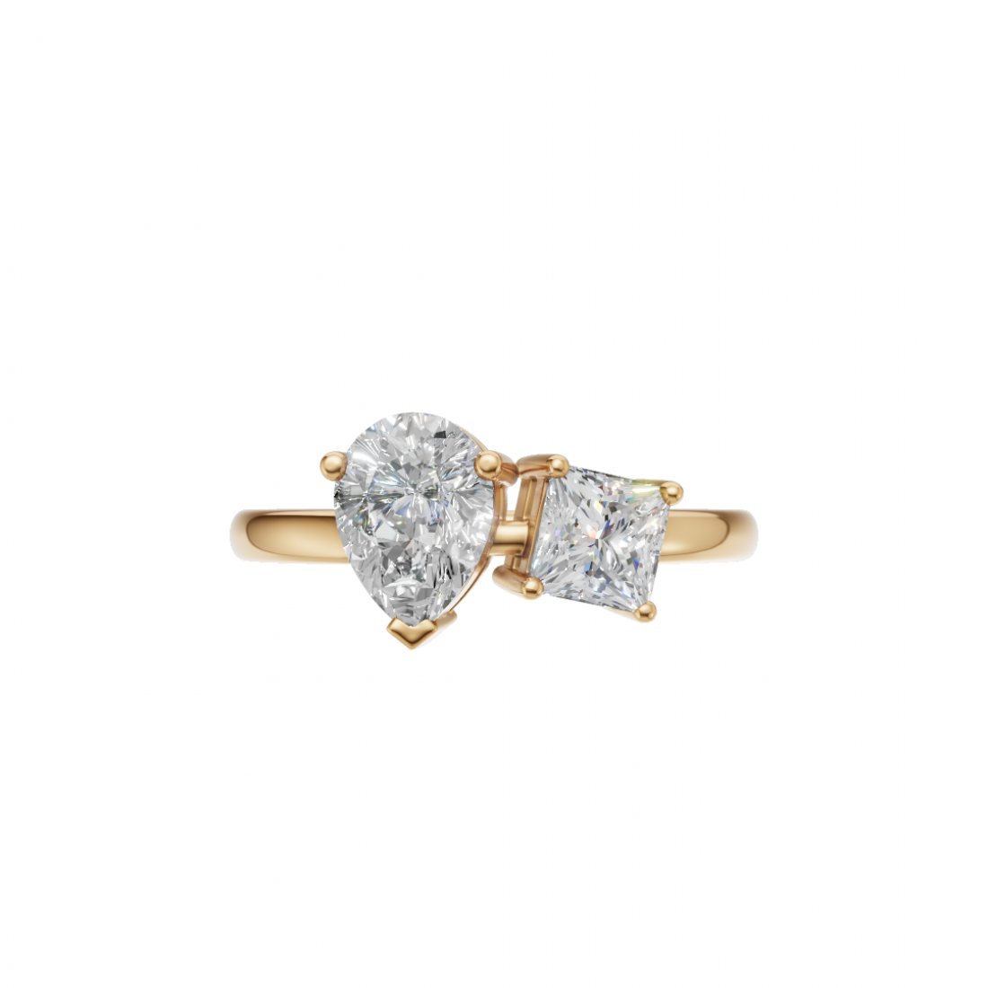 Toi et Moi Pear and Princess Diamond Ring