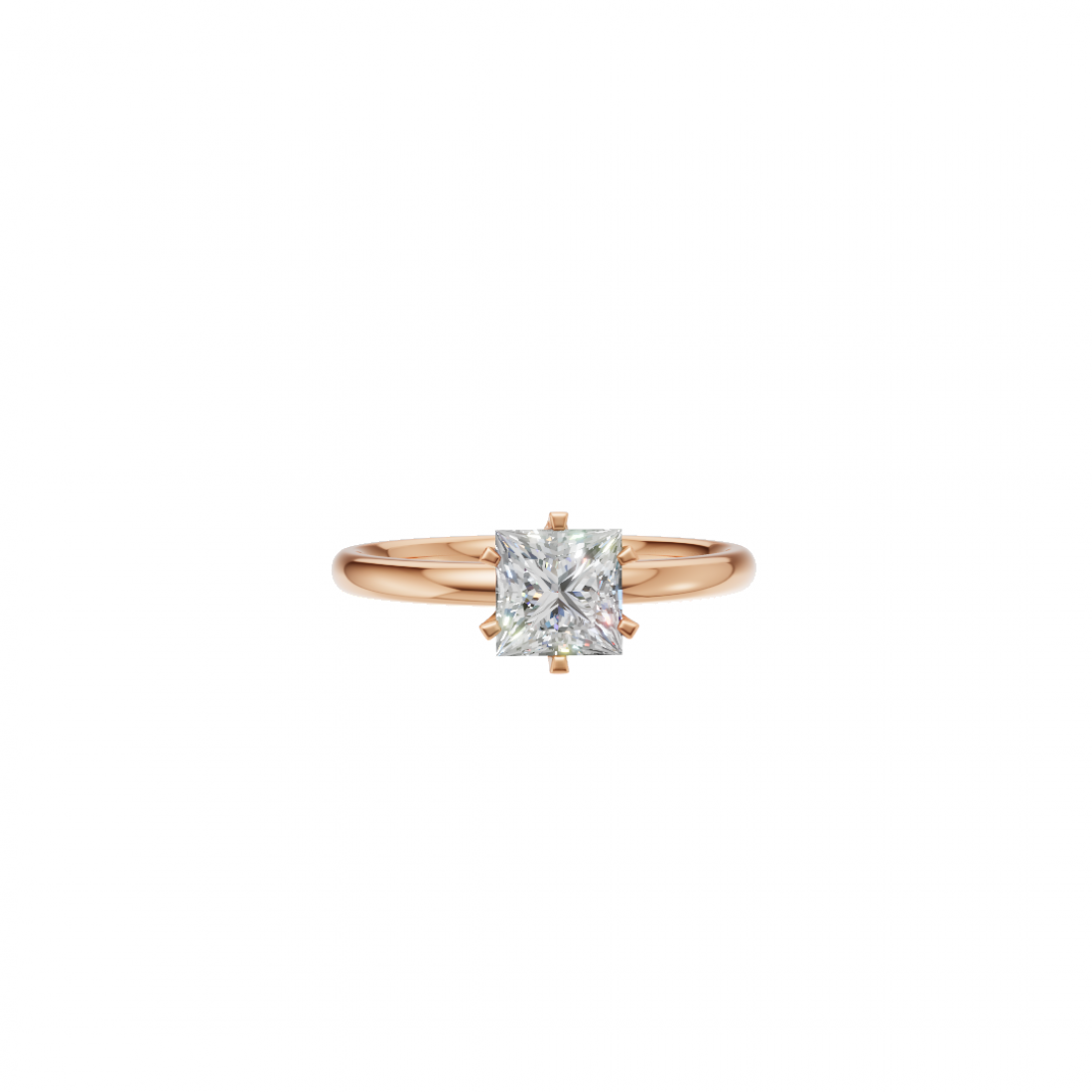Six Prong Princess Cut Solitaire Ring 