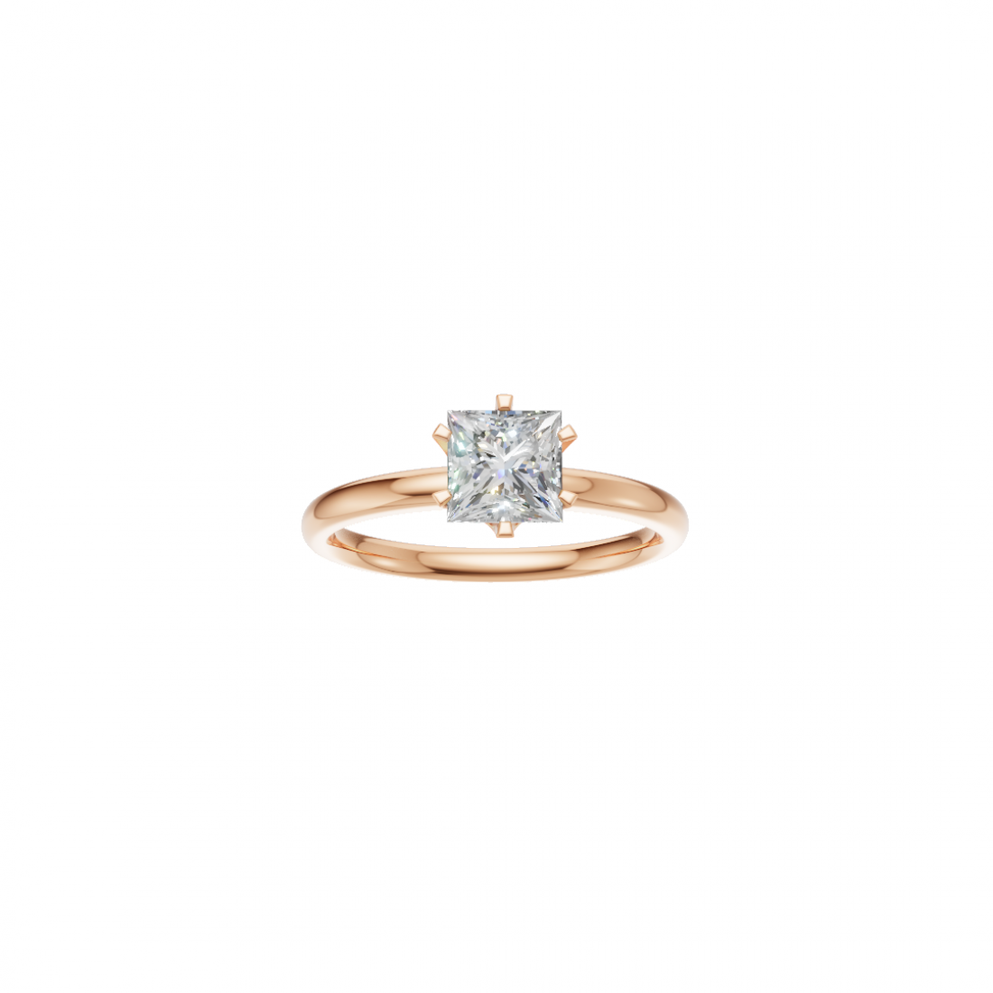Six Prong Princess Cut Solitaire Ring 