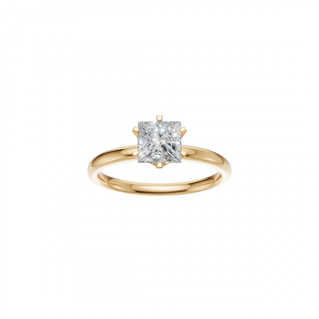 Six Prong Princess Cut Solitaire Ring 