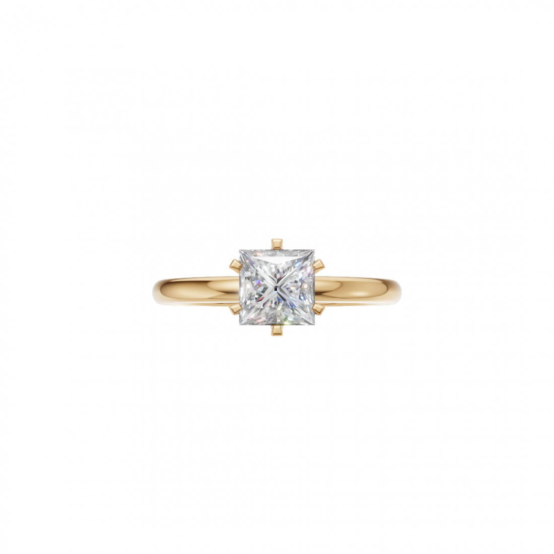 Six Prong Princess Cut Solitaire Ring 