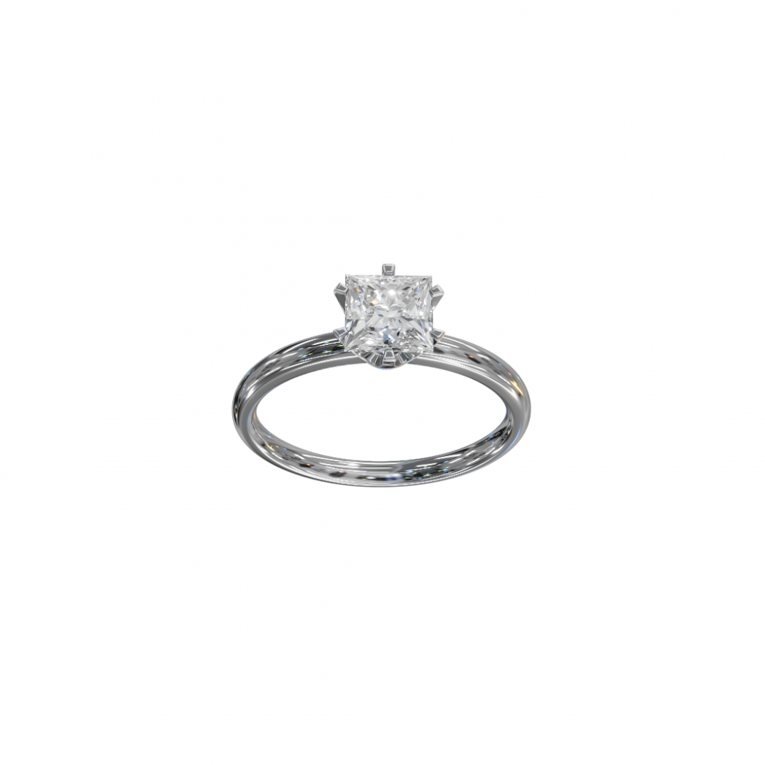 Six Prong Princess Cut Solitaire Ring 