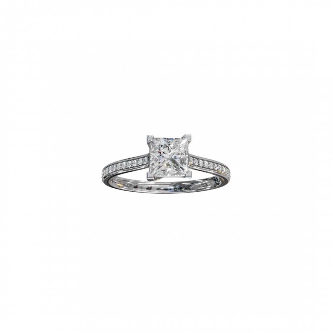 Princess-Cut Diamond Pave Ring