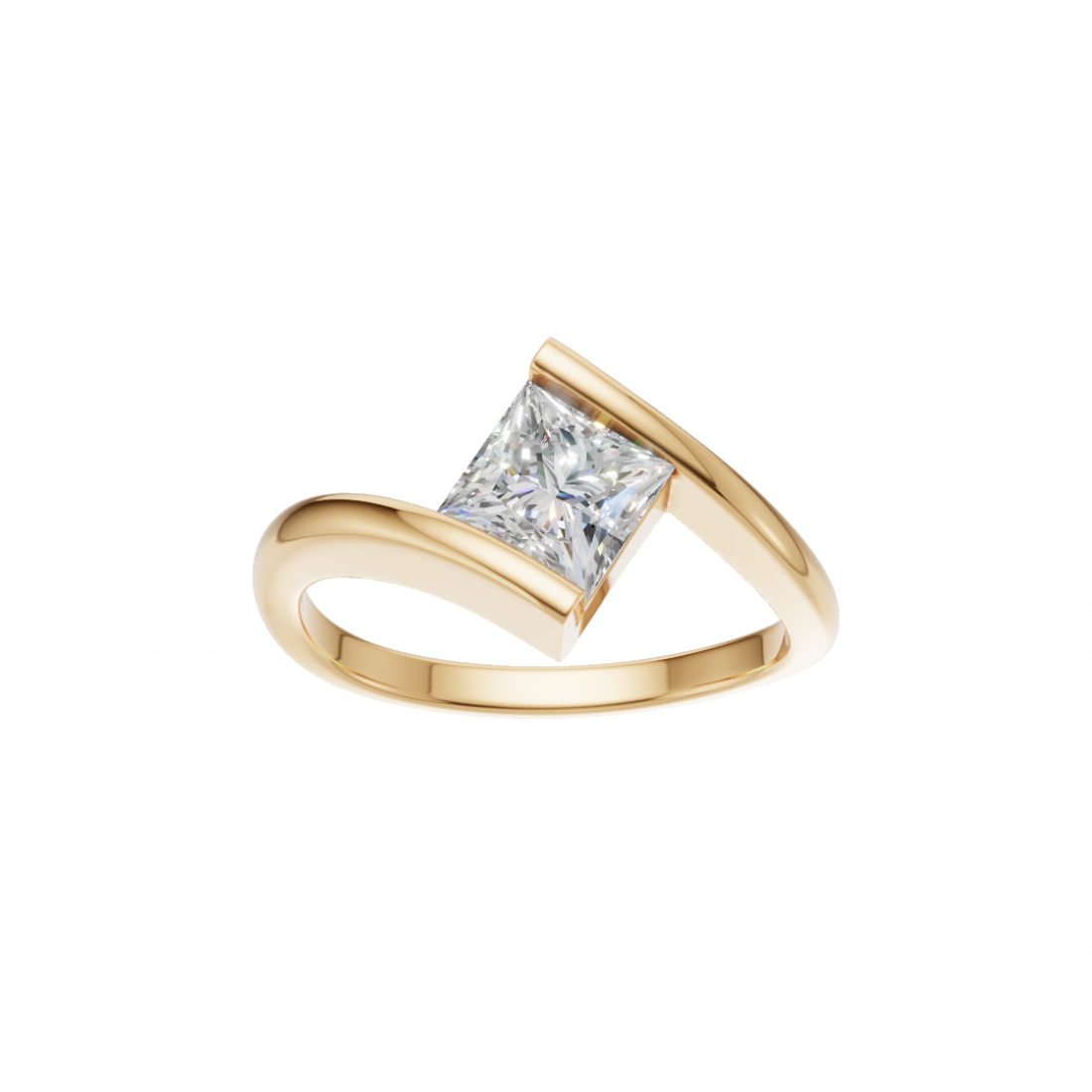 Princess Cut Diamond Tension Setting Ring