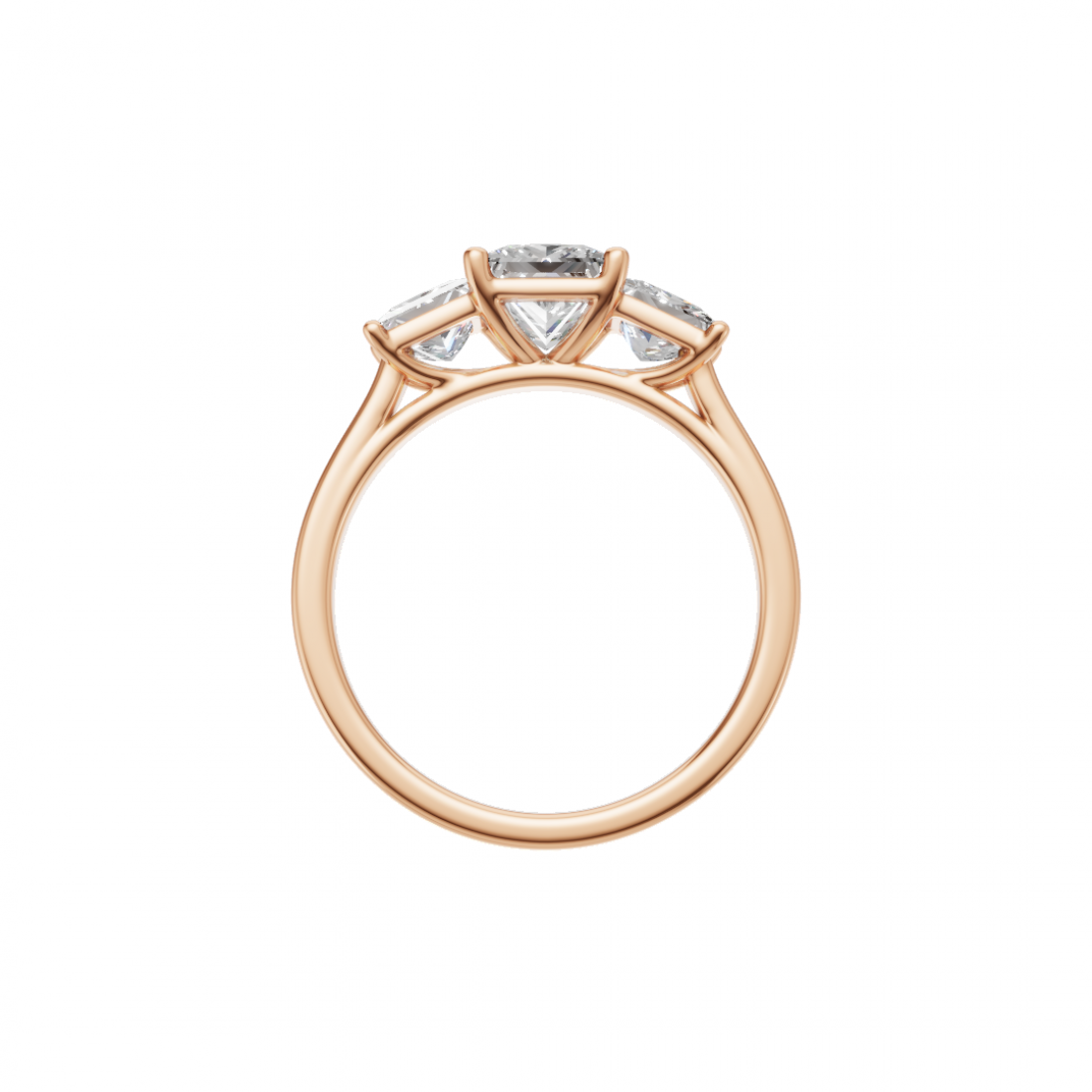 Trilogy Princess-Cut Diamond Ring in Cathedral Setting 