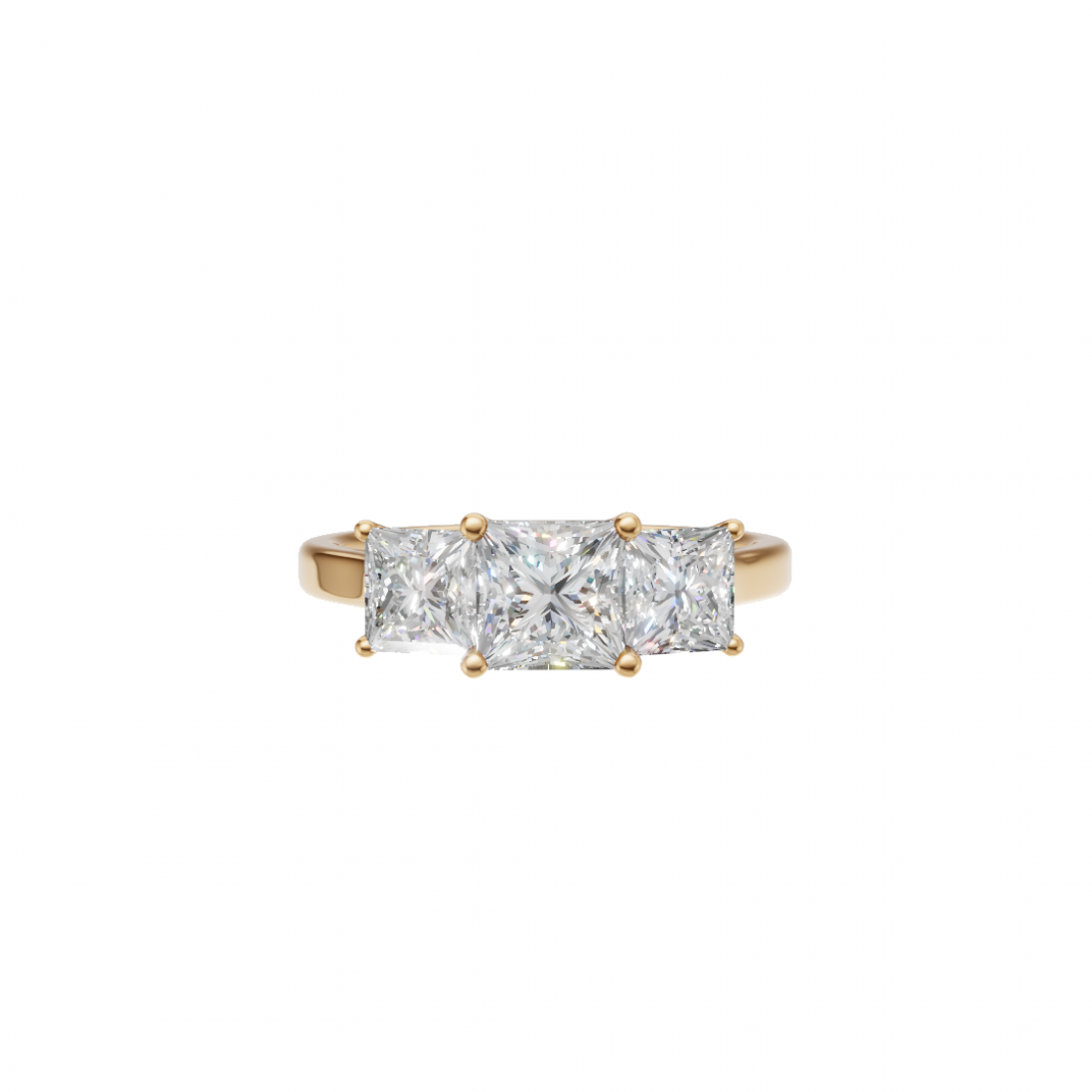 Trilogy Princess-Cut Diamond Ring in Cathedral Setting 