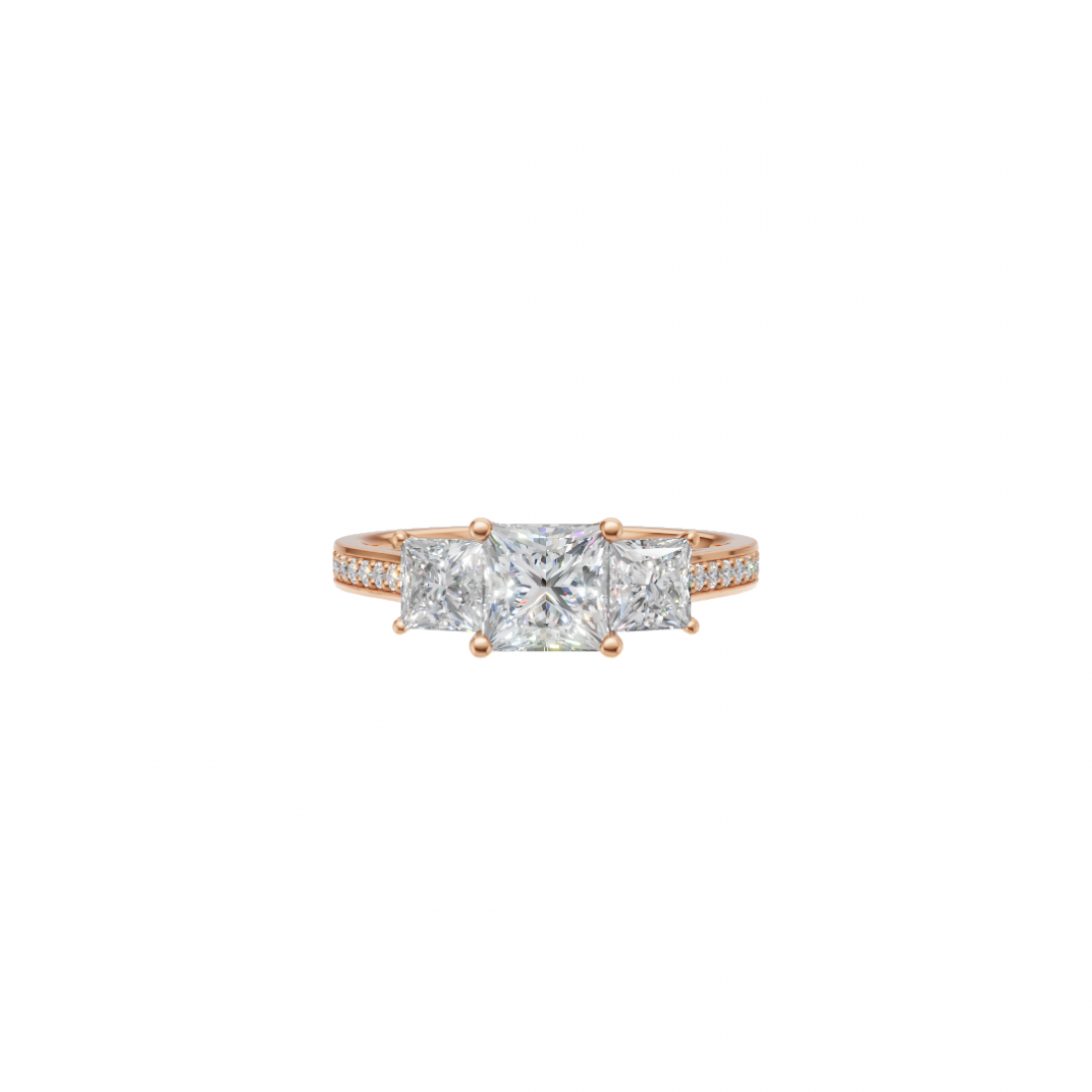 Trilogy Princess-Cut Diamond Pave Ring 
