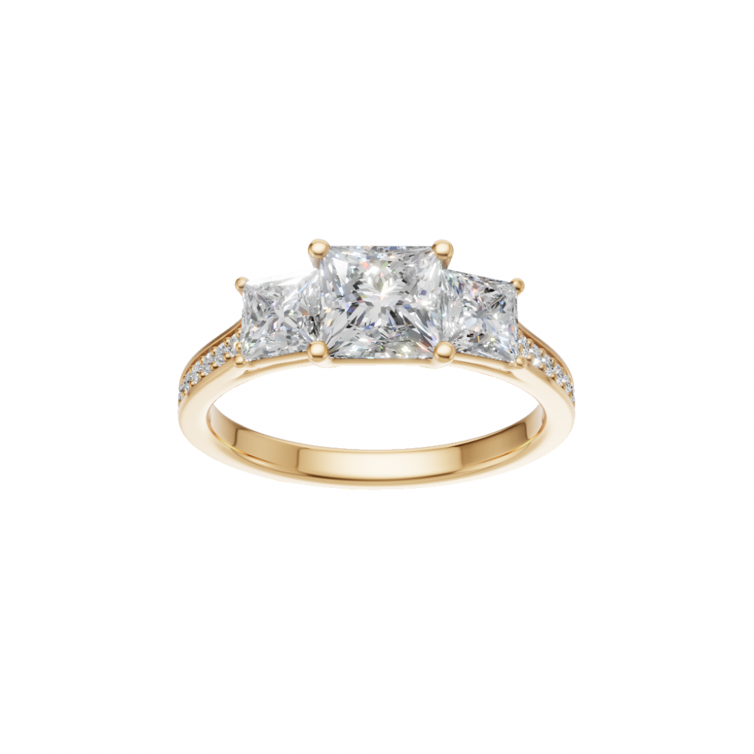 Trilogy Princess-Cut Diamond Pave Ring 