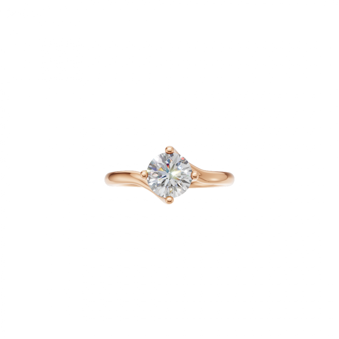 Brilliant Cut Round Diamond – Twisted Solitaire Engagement Ring