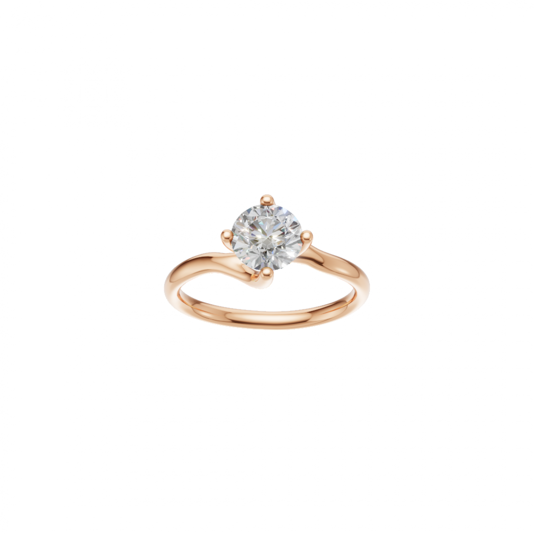 Brilliant Cut Round Diamond – Twisted Solitaire Engagement Ring