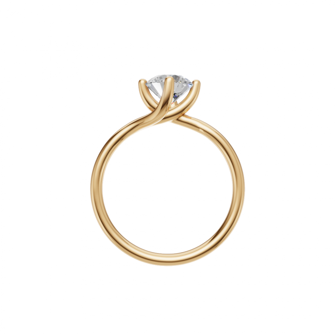 Brilliant Cut Round Diamond – Twisted Solitaire Engagement Ring