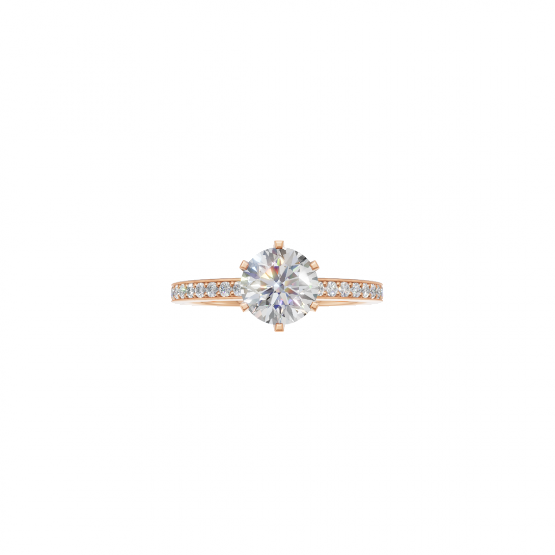 Classic Cut Diamond Ring with Side Stones