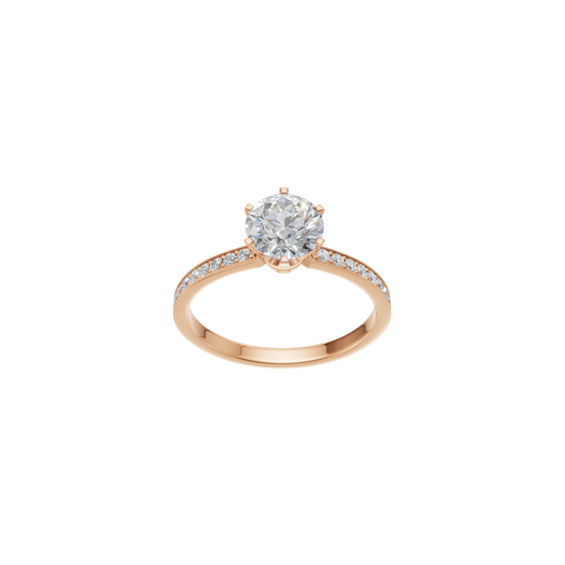 Classic Cut Diamond Ring with Side Stones