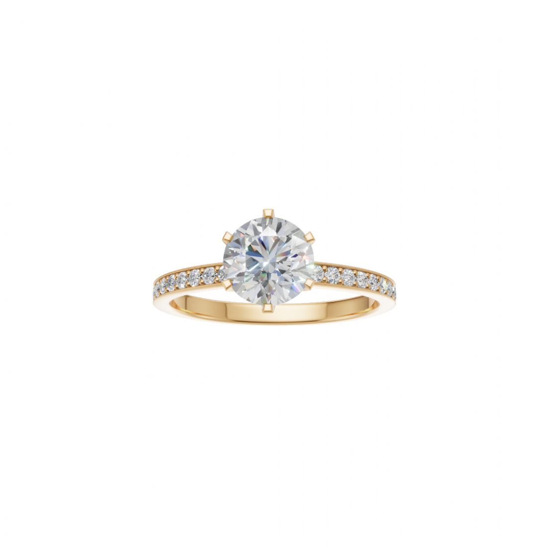 Classic Cut Diamond Ring with Side Stones