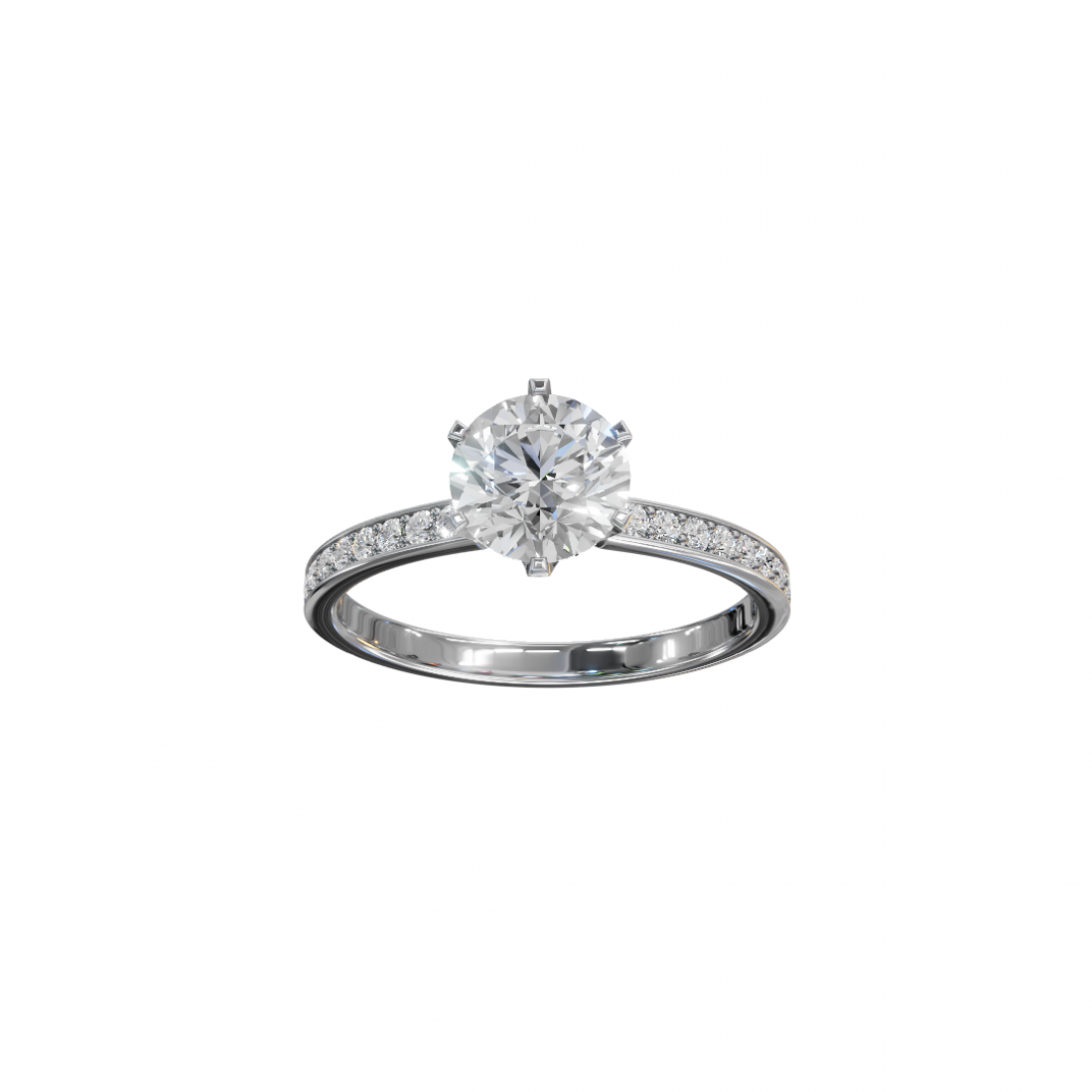 Classic Cut Diamond Ring with Side Stones