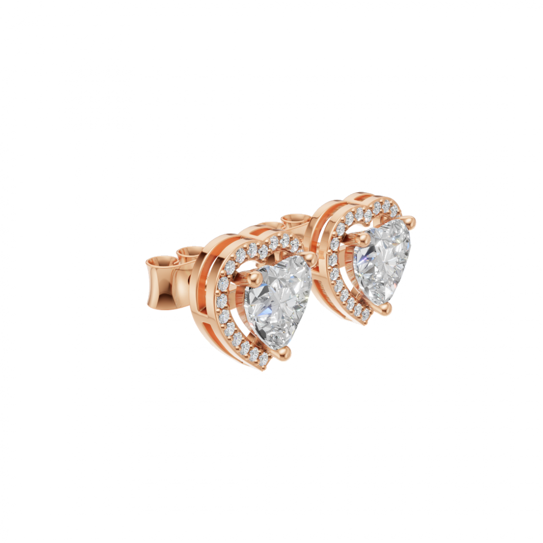 Heart-Shaped Diamond Halo Studs