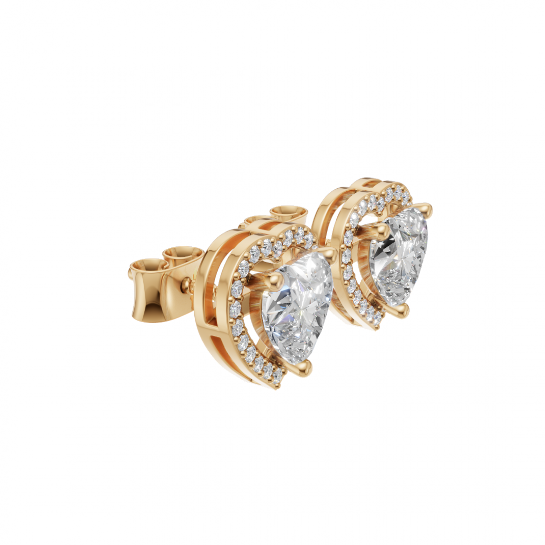 Heart-Shaped Diamond Halo Studs