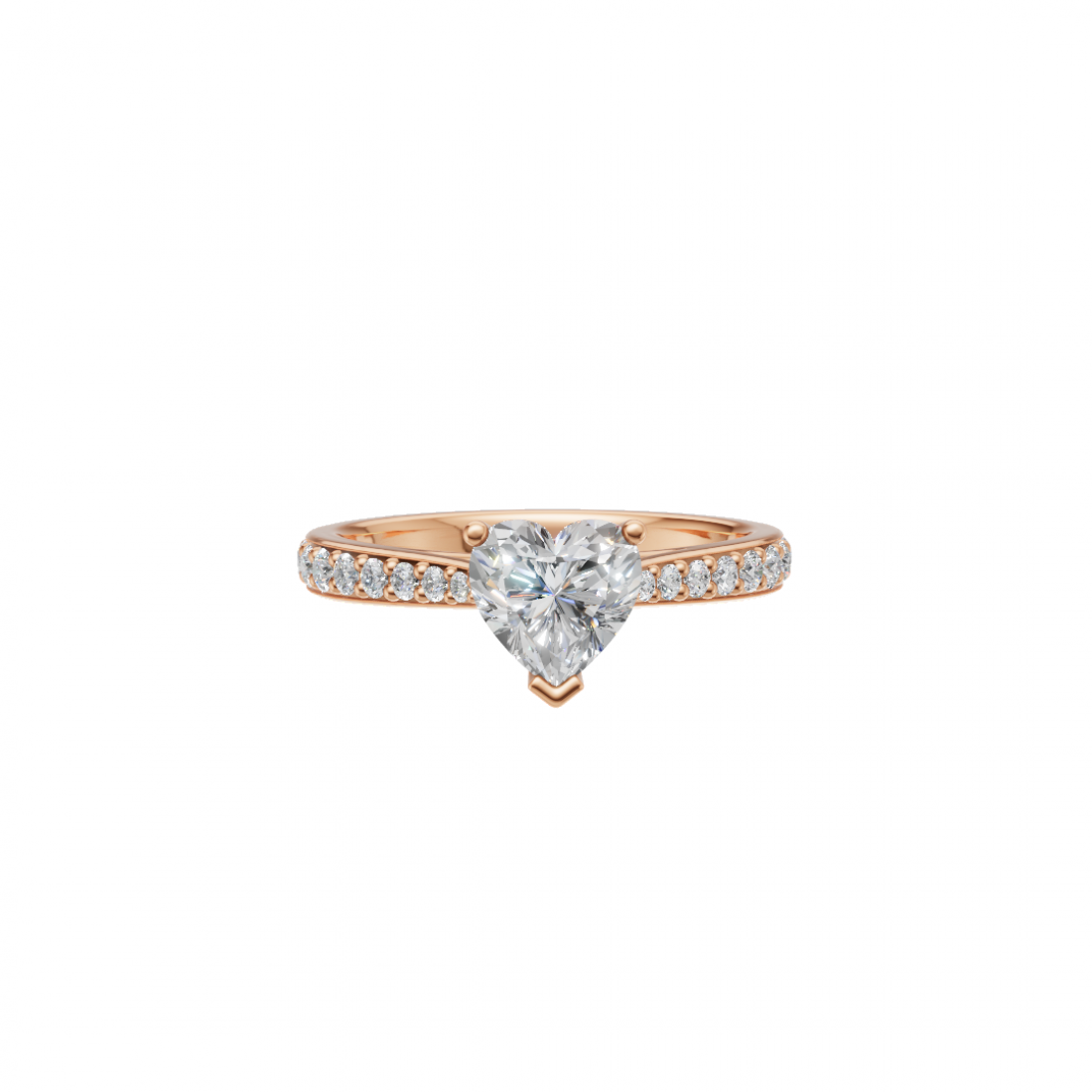 Heart-Shaped Diamond Ring with Side Stones