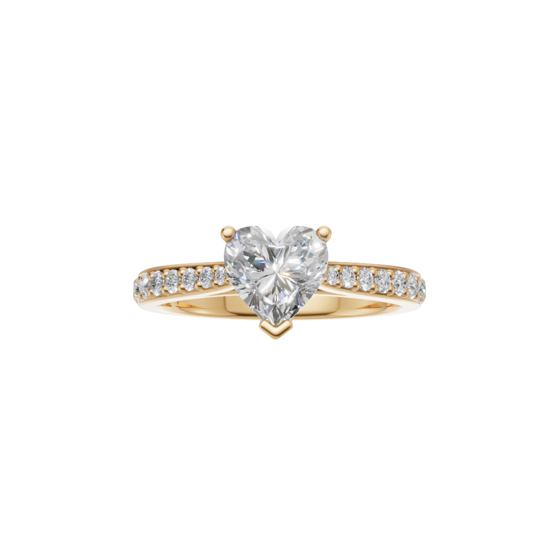 Heart-Shaped Diamond Ring with Side Stones