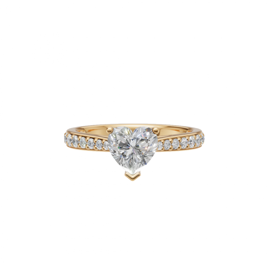 Heart-Shaped Diamond Ring with Side Stones