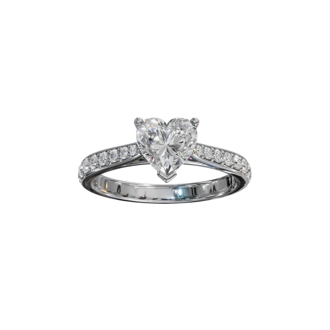 Heart-Shaped Diamond Ring with Side Stones