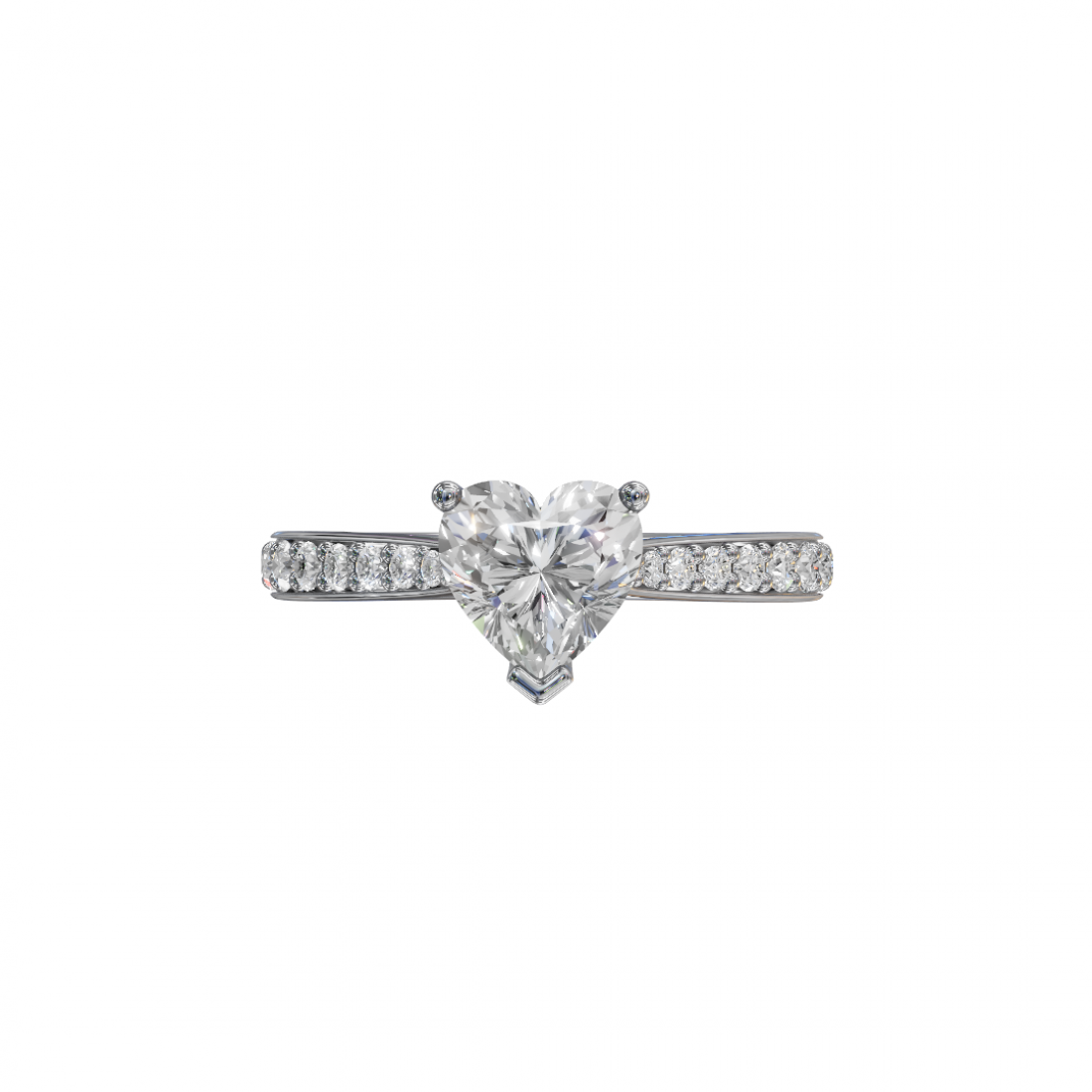 Heart-Shaped Diamond Ring with Side Stones