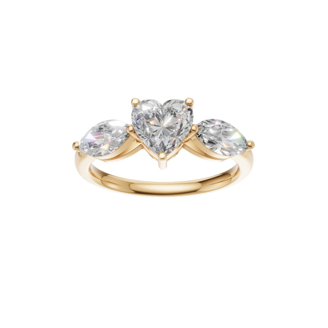 Trilogy Heart and Marquise Diamond Ring 