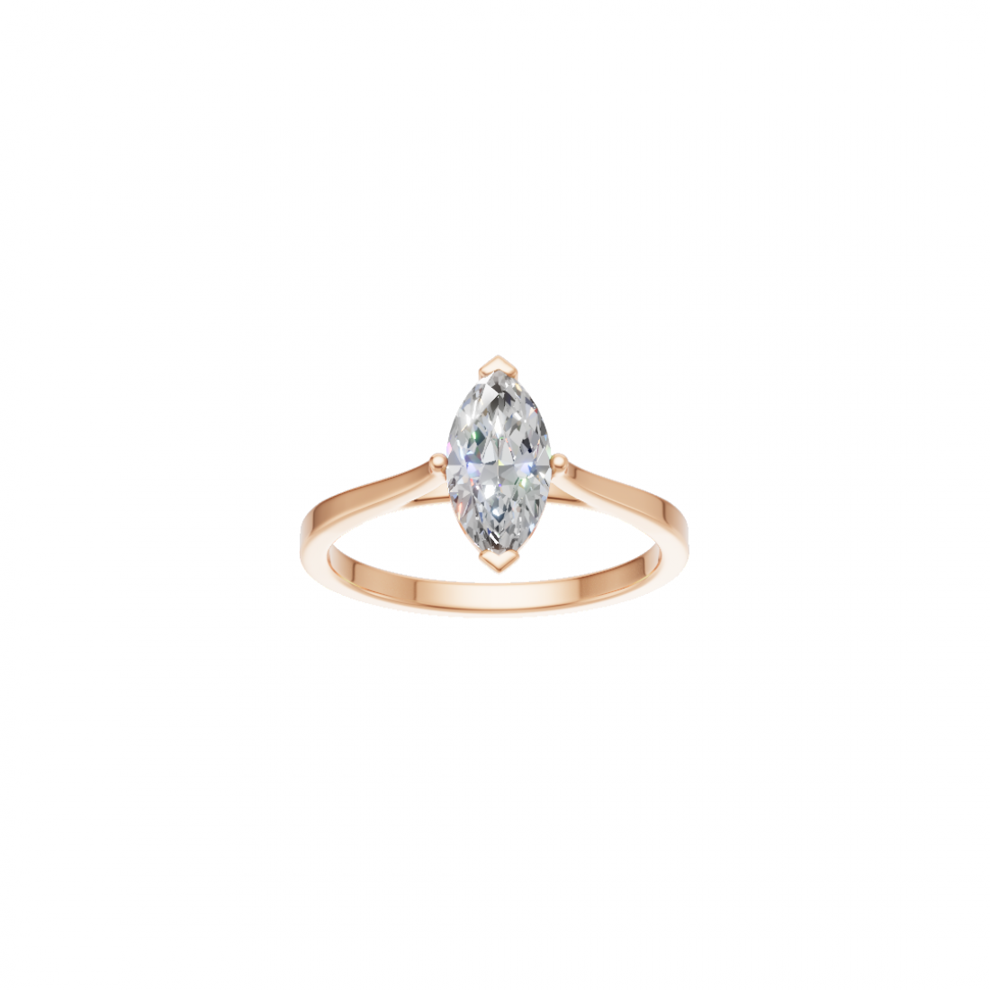 Marquise-Cut Diamond Solitaire Ring in Cathedral Setting 