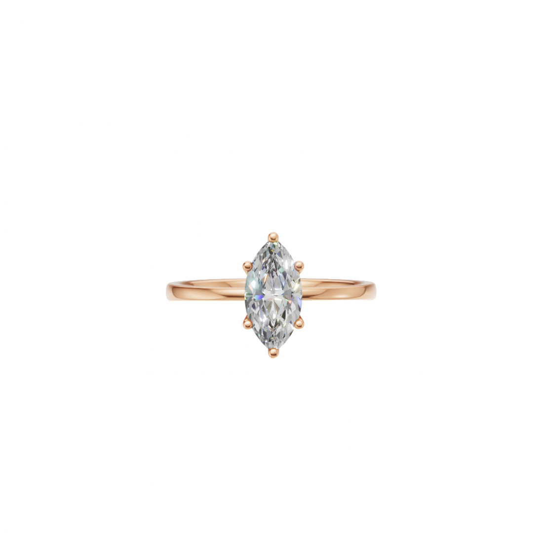 Six Prong Marquise Cut Solitaire Diamond Ring