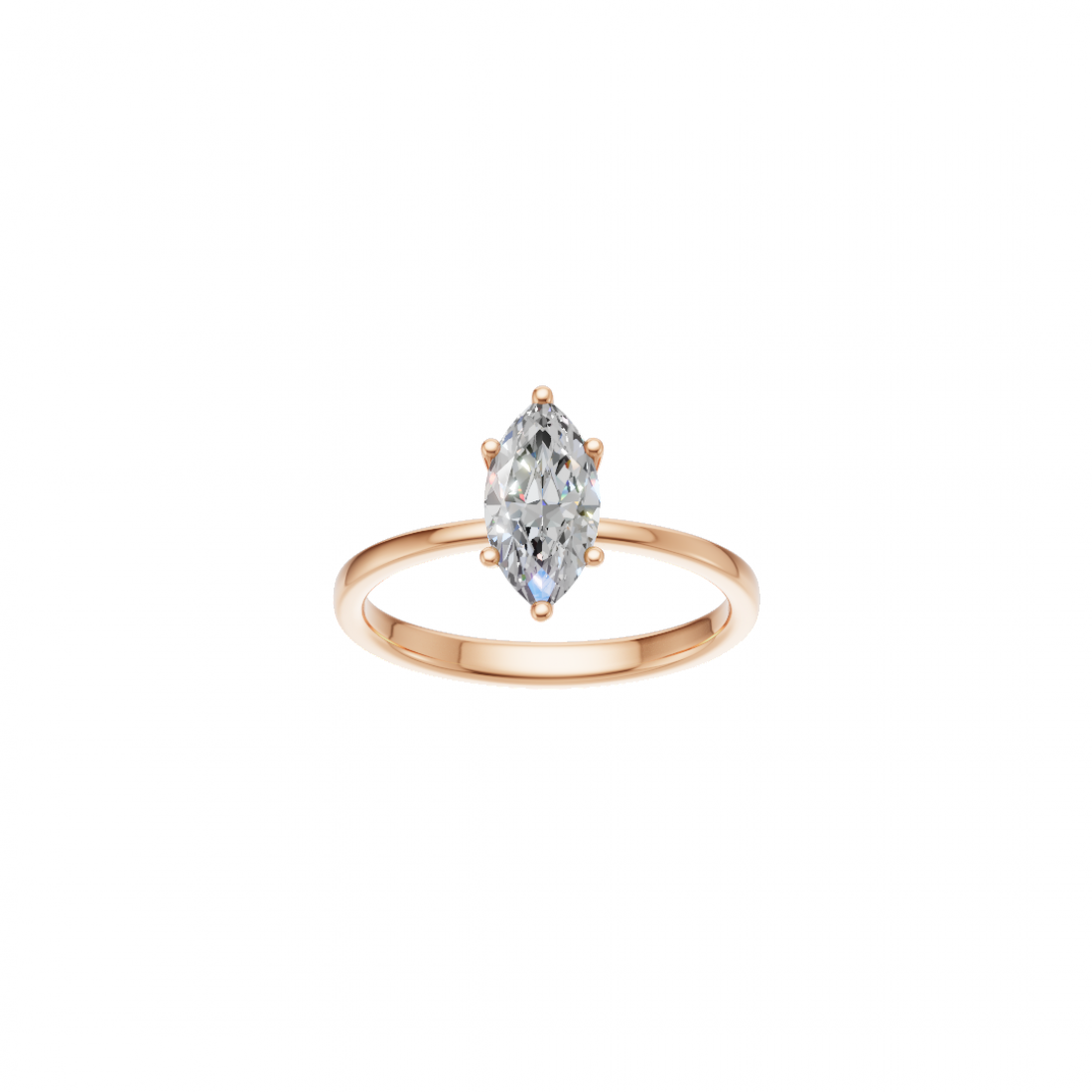 Six Prong Marquise Cut Solitaire Diamond Ring