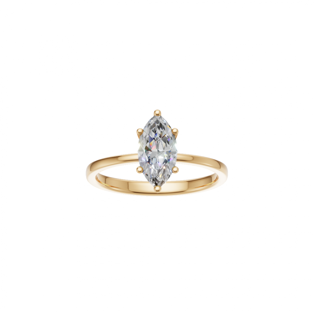 Six Prong Marquise Cut Solitaire Diamond Ring