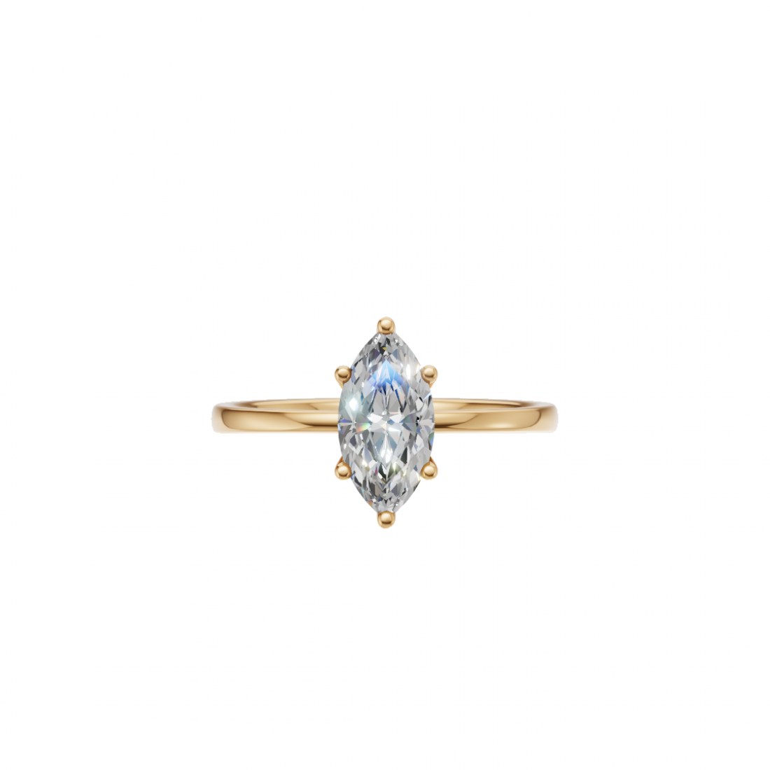 Six Prong Marquise Cut Solitaire Diamond Ring